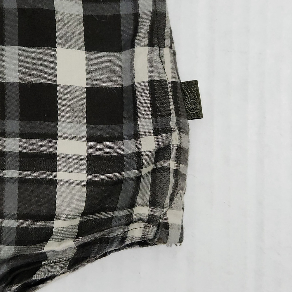 John Varvatos USA Mens Luxury Plaid Shirt Long Sleeve Black White Gray L - Picture 11 of 13